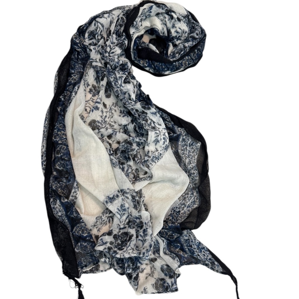Super Large Body Wrap Boho Scarf Creams Blues Grays Black 100% Cotton -multi use